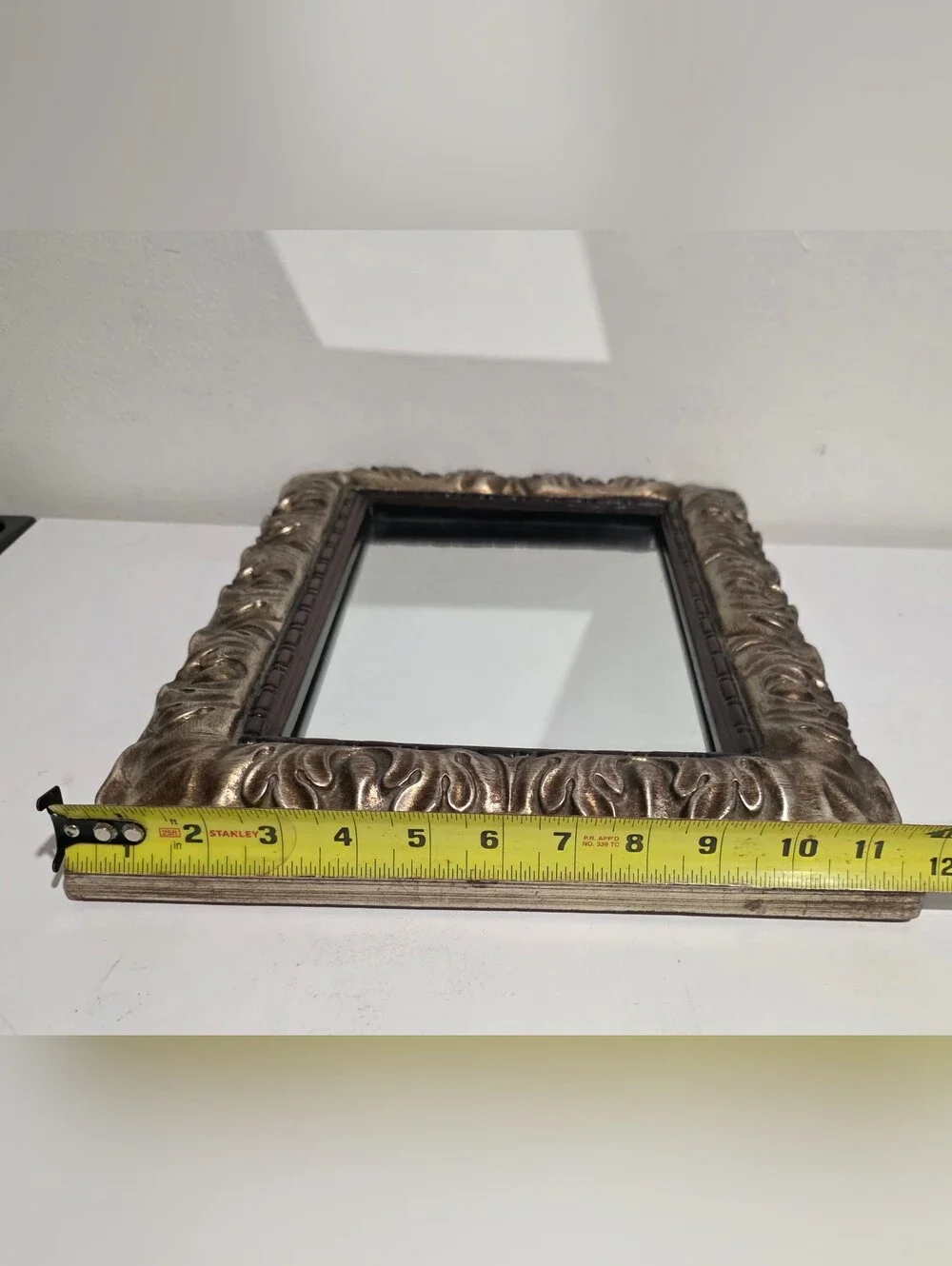 Vintage 1998 Bombay Company Mirror Ornate Burnished Silver Accent Frame Gold 16